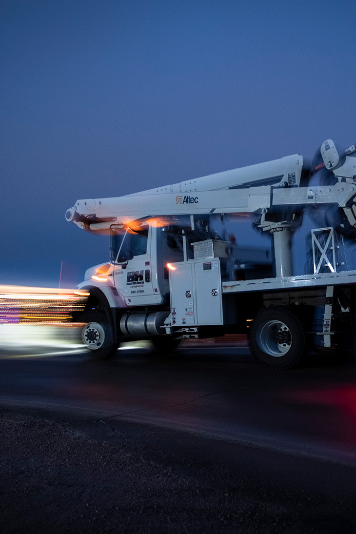 Black Hills Energy service truck driving